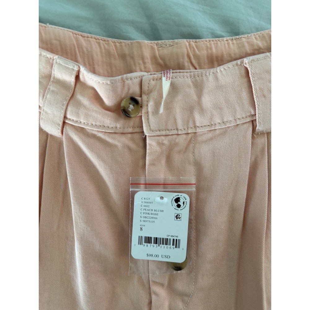 Free‎ People Sadie A Line Long Shorts Peach Blush Pleated Bermuda Size 8 NWT - Picture 6 of 9